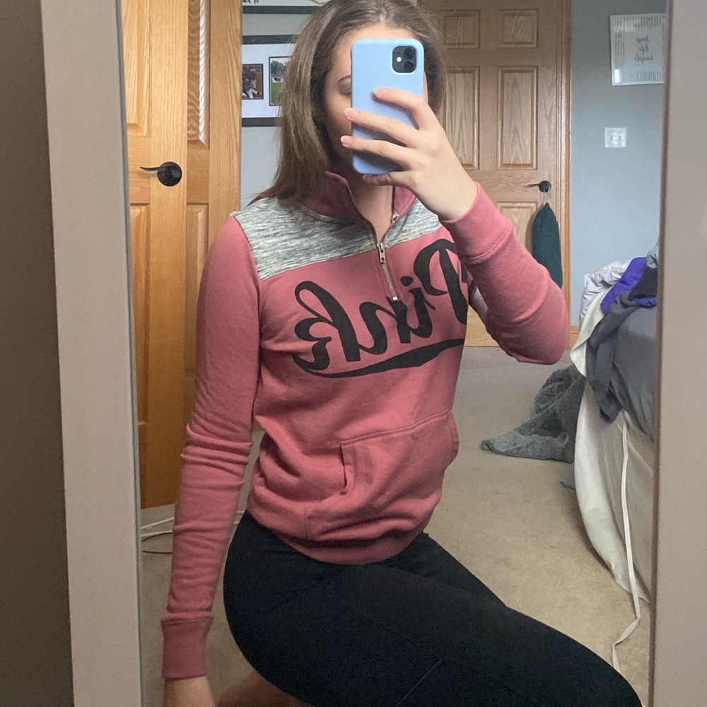 PINK VS pink quarter zip up, long sleeve top - Picture 2 of 4